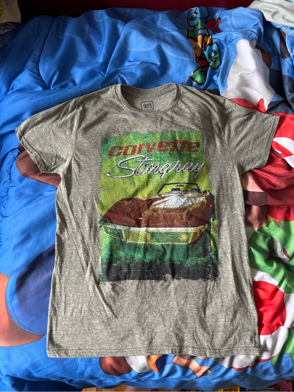Corvette Stingray Graphic Tee - Olive with Red Car
